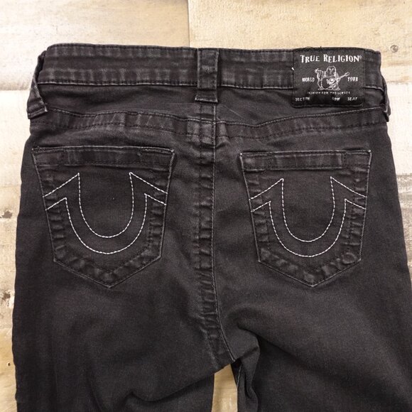 True Religion Halle Jeans Women’s 29 Black Mid Rise Super Skinny Denim - Picture 12 of 14